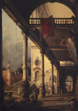 カナレット Painting - 柱廊玄関のある視点 1765 カナレット